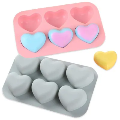 Produktbild von Silikon-Schokoladenform - 6 Mulden Herzform - Backform für Schokolade, Pudding und Gelee - 2 Stück