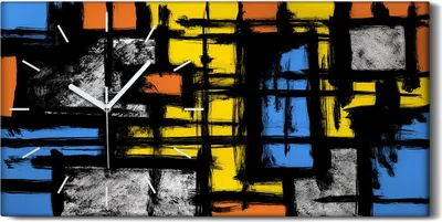 Produktbild von Wandbild Leinwand Bilder Wanduhr Geräuschlos 60x30 Malerei Abstrakte Kunst - weiße Hände