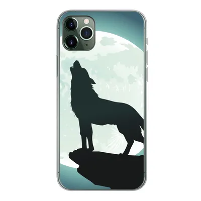 Produktbild von MuchoWow® Handyhülle Schutzhülle Hülle für iPhone 11 Pro Max Wolf - Mond - Stein Silikon Softcase Handy Hülle - Schutz