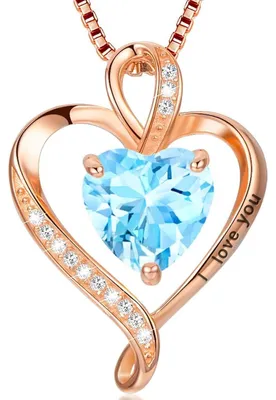 Produktbild von Herz Kette Damen Silber 925 mit "I love you" Gravur und Geburtsstein, Roségold-Finish