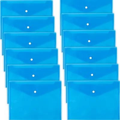 Produktbild von D.RECT 5530 12 Stück A4 | Dokumentenmappe mit Druckknopf | Dokumententasche Sammelmappe | Blau