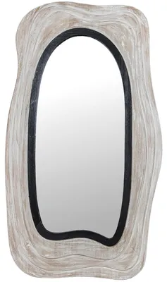 Wandspiegel in Holzform, altweiß/schwarz, 56x3,5x99 cm