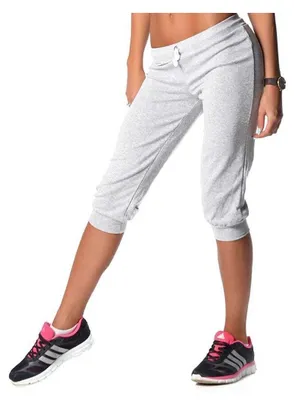 Produktbild von Damen Jogginghose 3/4 Capri Sport-Hose Baumwolle; Grau Meliert L/40