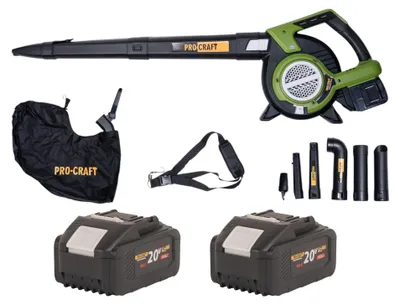Obrázok produktu pre Akumulátorový fukár a vysávač lístia Procraft VB20 40 V ( 2x 20 V ) bez kefy + 2x akumulátor 8,0 Ah - bez nabíjačky