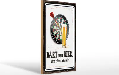 Produktbild von Holzschild  Dart und Bier gönn ich mir, 40 x 30 cm, Holzschilder Spruch Sport Hobby