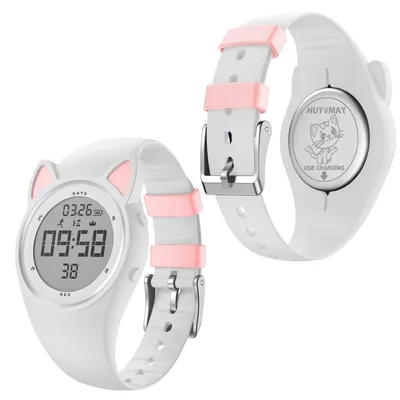 Produktbild von Kinder Uhr Ohne App Bluetooth Handy wasserdichte Sportuhr mit Schritt Kalorien Distanzzähler Timer Wecker Armbanduhr für Jungen Mädchen Weiß