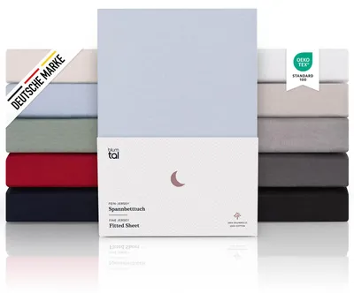 Produktbild von Blumtal Spannbettlaken 270x200 cm Familienbett - 100% Baumwolle - Hellblau