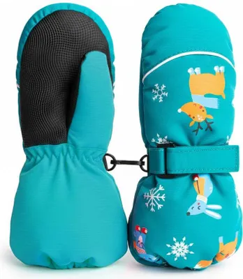Produktbild von Handschuhe Kinder, Einfinger-Skihandschuhe, Wasserdicht, Handschuhe mit langen Stulpen, Ski, Snowboard, Blau