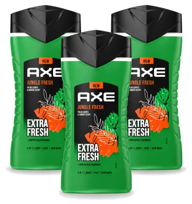 Produktbild von 3 x Axe 3-in-1 Duschgel Jungle Fresh - Palmblätter & Amber - 250 ml - Vorteilspackung - 3 Stücke