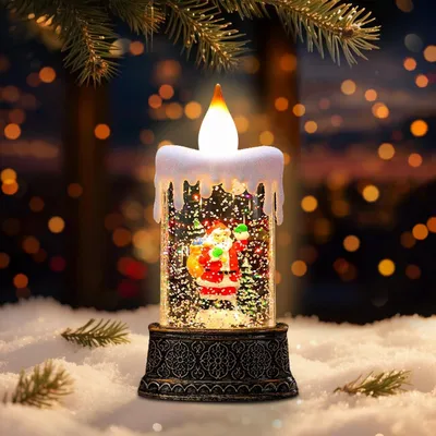 Productafbeelding van Kerstkaarsen, Kerstmis, vlamloze kaarsen, kerstdecoratie, binnen, verlicht met sneeuwpop, vlamloze kaarsen voor kerstdecoratie, tafeldecoratie