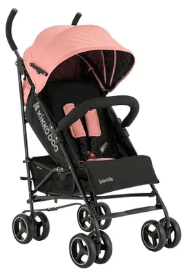 Produktbild von Kikkaboo Kinderwagen Käfer, Stahlrahmen, Korb, abnehmbare Vorderräder, Fußstütze pink