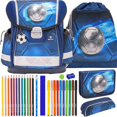 Produktbild von Belmil Schulranzen Set Classy Football 4 silver 10-teilig gefüllt