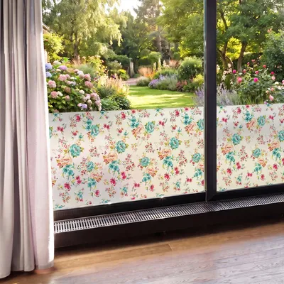 Produktbild von Sichtschutzfolie – Blumenmuster – Aufkleber für Fenster und Duschtüren – 40 x 100 cm
