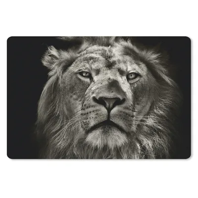 Produktbild von MuchoWow® Mauspad Mousepad Löwe - Tiere - Porträt - Wildtiere - Schwarz und weiß 27x18 cm - Mousepads - Maus Mat - Pad - Mausunterlage - Büroartikel - Desk Matten