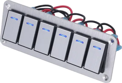 Produktbild von Wippschalterfeld, 6-fach, wasserdicht, 5-polig, Ein/Aus, Autoschalter, 12 V-24 V, blaue LED