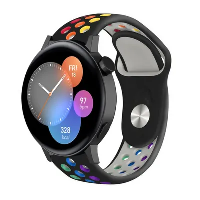 Produktbild von Strap-it Huawei Watch GT 3 42mm Sportarmband (Schwarz/Bunt)