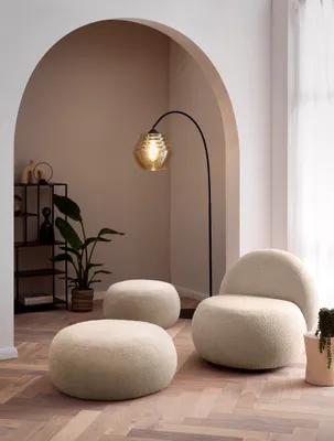 Produktbild von DOMO. collection Polsterhocker 700 014, Hocker, rund, Füße mit Filzgleitern, Fußhocker, Polsterganitur, 65 x 65 x 35 cm (BxTxH), taupe