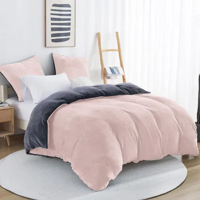 Zdjęcie produktu dla Komplet pościeli flanelowej, 155x220 cm, 1 poszewka na poduszkę 80x80 cm, kolor różowy, ciepły, miękki, z zamkiem błyskawicznym