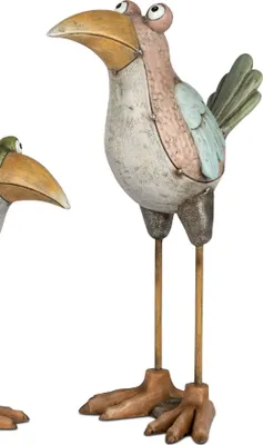 Produktbild von Dekofigur Vogel METALLOPTIK H. 34cm bunt antik Kunststein Formano Garten WA
