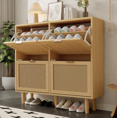 Produktbild von Schuhschrank mit 4 Klappschubladen, Schuhkommode, Schuhregal, Schuhregal für Flur, Schlafzimmer,100 x 25 x 90 cm