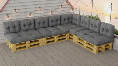 Produktbild von Palettenkissen Set WASSERDICHT Sitzkissen Rückenkissen 120 x 80 cm 60 x 40 cm NEU Größe und Farbe: 13ER SET GRAU (774109)