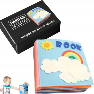 Immagine prodotto di Libro sensoriale 3D per bambini da 1 anno, 12 pagine per imparare colori, numeri, forme, orologio, cerniere e lacci