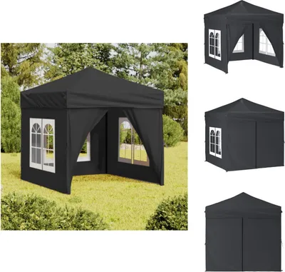 Produktbild von vidaXL Partyzelt Faltbar mit Seitenwänden Anthrazit 2x2 m -  Pavillons & Partyzelte