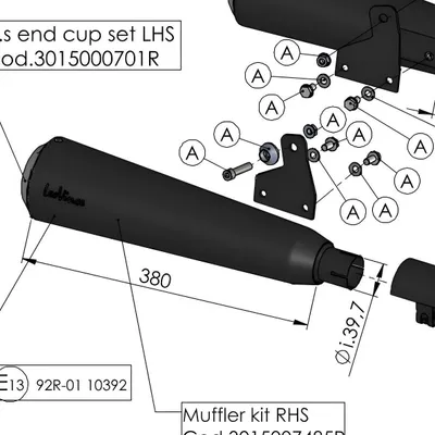 Produktbild von Auspuffblende LeoVince Auspuff-Ersatzteil Kappe Endschalldämpfer, Edelstahl, rechts