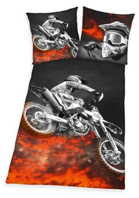 Productafbeelding van Microvezel dekbedovertrek, Motocross design, 135 x 200/80 x 80 cm, verkrijgbaar in verschillende uitvoeringen.