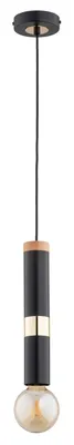 Obrázok produktu pre Závesná lampa s dreveným prvkom GAMBIT, čierna, 1xE27x15W, kov, rozmery: 80x10x10 cm, IP20, Alfa