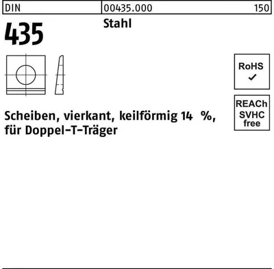Produktbild von Reyher  I-Scheiben DIN 435 Stahl / ÜH 24 (100 Stück)