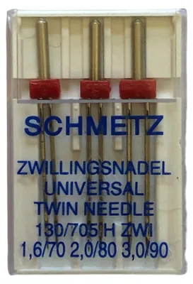 Doppelnadel-Set Universal 75/11-90/14, 3 Stück für Ziernähte