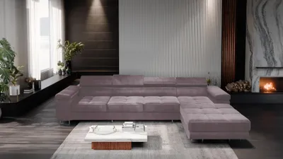 Produktbild von FurMeb24 ECKSOFA LAZZANO MAXI MONOLITH 62 - rechte seite - ROSA - mit bettkasten und schlaffunktion