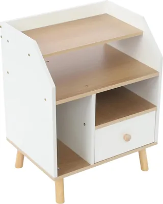 Obrázek produktu pro Noční stolek - Noční komoda - Se zásuvkou - Obdélníkový - Moderní styl - Bílý