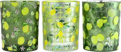 Produktbild von FURNARO Windlichter Lemon party Glas Zitronenmotiv 3er Set