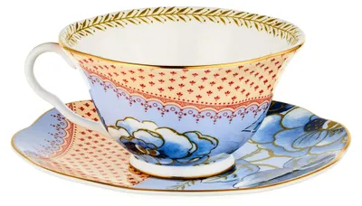 Produktbild von Teetasse und Untertasse Butterfly Bloom aus feinem Porzellan, Blau