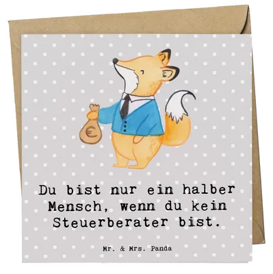 Produktbild von Mr. & Mrs. Panda Grußkarte Steuerberater Herz - Grau Pastell - Geschenk, anlasskarte, doppelkarte, Glückwunschkarte, faltkarte, Klappkarte