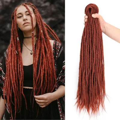 Image de Extensions de dreadlocks faites à la main en synthétique, 61 cm