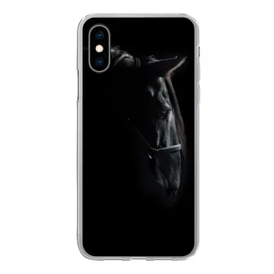 Produktbild von MuchoWow® Handyhülle Schutzhülle Hülle für iPhone X Pferd - Leicht - Schwarz Silikon Softcase Handy Hülle - Handyhülle