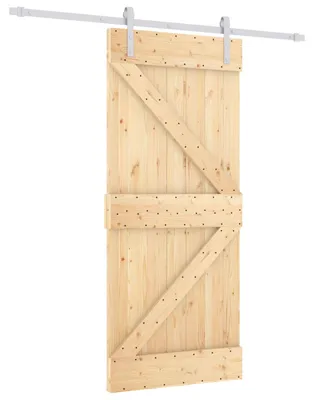Obrázok produktu pre vidaXL Posuvné dvere v prírodnej a bielej farbe, 90 x 210 cm, masívne borovicové drevo