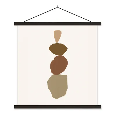 Produktbild von MuchoWow® Textilposter Braun - Design - Flecken 120x120 cm mit schwarzem Rahmen - Aufhängungsset