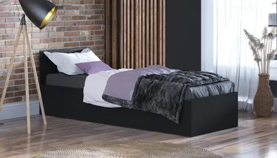 Produktbild von Bett 90x200cm mit Matratze und Bettkasten PARTY 1 - Schwarz