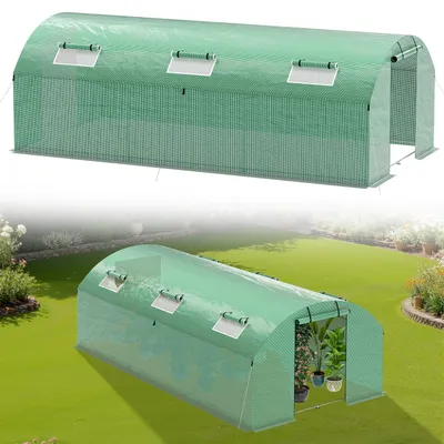 Immagine prodotto di Serra in telo Ikodm 3x6 m, robusta e resistente, con finestra - telo in PE antistrappo 140 g/m², verde