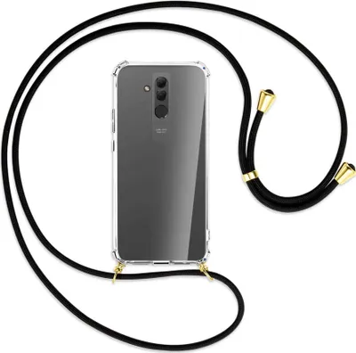 Produktbild von Handykette Backcover-Schutzhülle mit Band (Metall goldfarben) für Huawei Mate 20 lite - schwarz