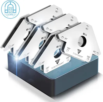 Immagine prodotto di STAHLWERK 6 x angolo di saldatura magnetico 45° x 90° x 135°, 22,6 kg / 50 lbs set da 6