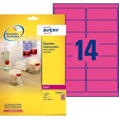 Produktbild von Avery Labels Neon Pink 99,1 x 38,1mm, Laser