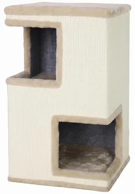 Productafbeelding van PawHut, drielaags kattenhuis voor binnen, halfgesloten kattenhol, beige