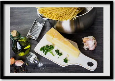 Produktbild von Bild - Bilderrahmen - 100 cm x 70 cm - MDF - Rahmen - Foto - Wandkunst Pasta mit Knoblauch