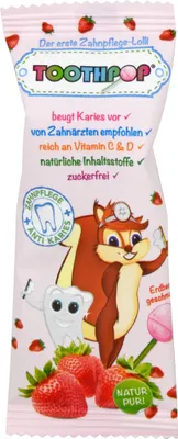 Produktbild von Toothpop Zahnpflegelolli Erdbeergeschmack, 1 St