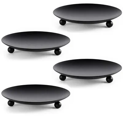 4er-Set Eisen-Kerzenhalter schwarz 6,8 cm für Tischdeko
